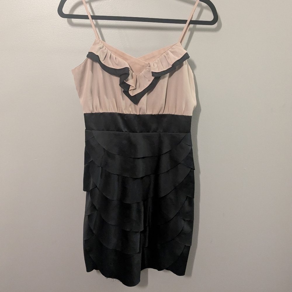 Nude and black mini dress